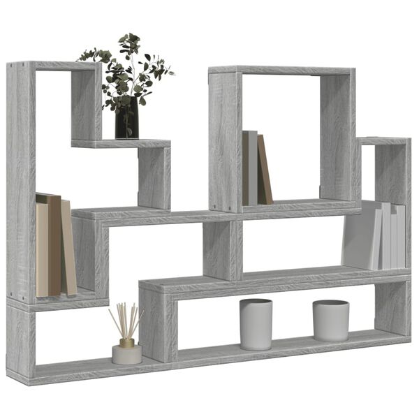 vidaXL &Eacute;tag&egrave;re murale sonoma gris 96x12x64 cm bois d'ing&eacute;nierie