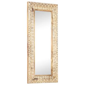 vidaXL Miroir sculpt&eacute; &agrave; la main 110x50x2,6 cm Bois de manguier solide