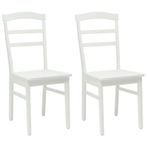 vidaXL Chaise de salle &agrave; manger 2 pc Bois de Caoutchouc Massif Blanc