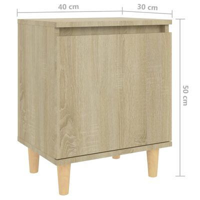 vidaXL Table de chevet avec pieds en bois Chêne sonoma 40x30x50 cm