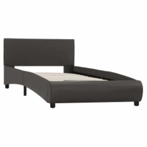vidaXL Cadre de lit avec LED sans matelas gris similicuir 90x200 cm