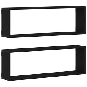 vidaXL &Eacute;tag&egrave;res Murales avec &eacute;tag&egrave;re 2 pcs Ch&ecirc;ne noir 80 x 15 x 26 cm