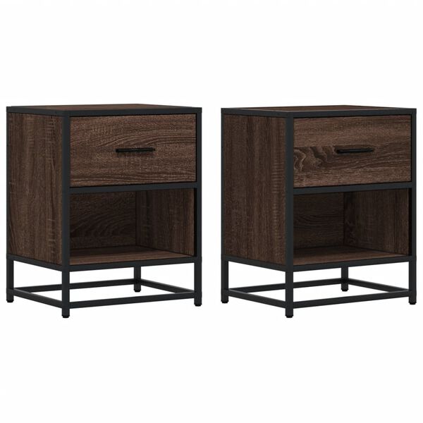 vidaXL Tables de chevet 2 pcs ch&ecirc;ne marron 40x31x50 cm bois ing&eacute;nierie