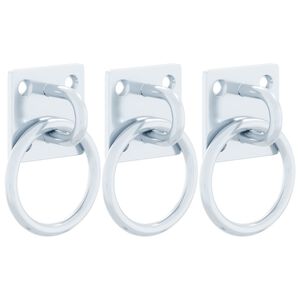 vidaXL Anneaux d'attelage avec plaques 3 pcs argent&eacute; acier