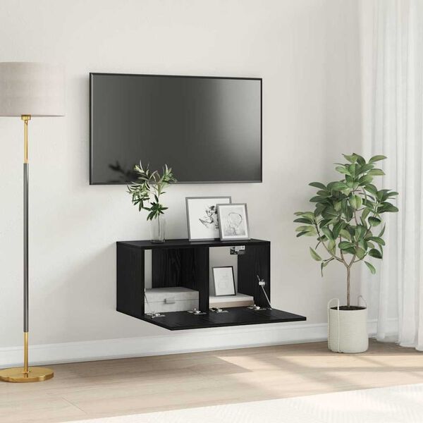vidaXL Ensemble meuble TV Noir 60 x 30 x 30 cm Bois d'ing&eacute;nierie
