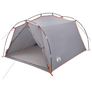 vidaXL Tente tunnel Gris et orange 2 personnes