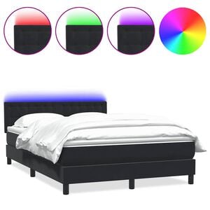 vidaXL Sommier &agrave; lattes de lit avec matelas et LED noir 160x210 cm velours