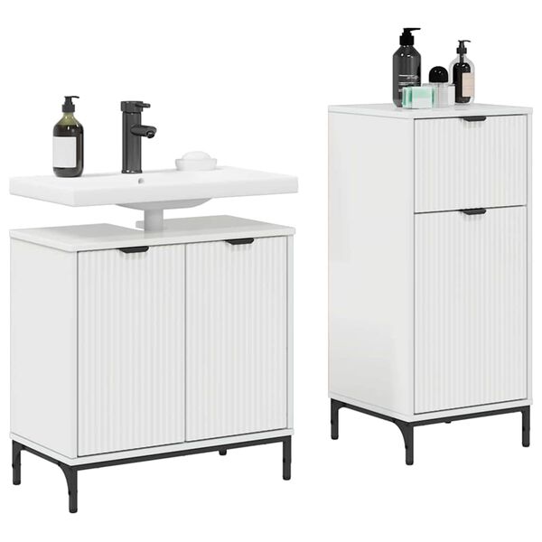 vidaXL Ensemble de mobilier de salle de bain 2 pcs Blanc brillant