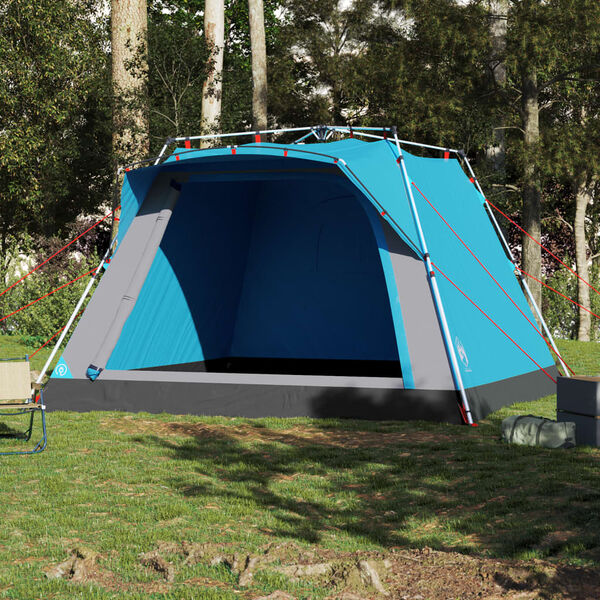 vidaXL Tente de camping cabine 4 personnes bleu libération rapide