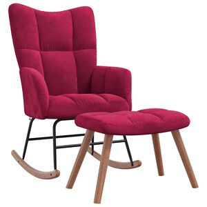 vidaXL Chaise &agrave; bascule avec repose-pied Rouge bordeaux Velours