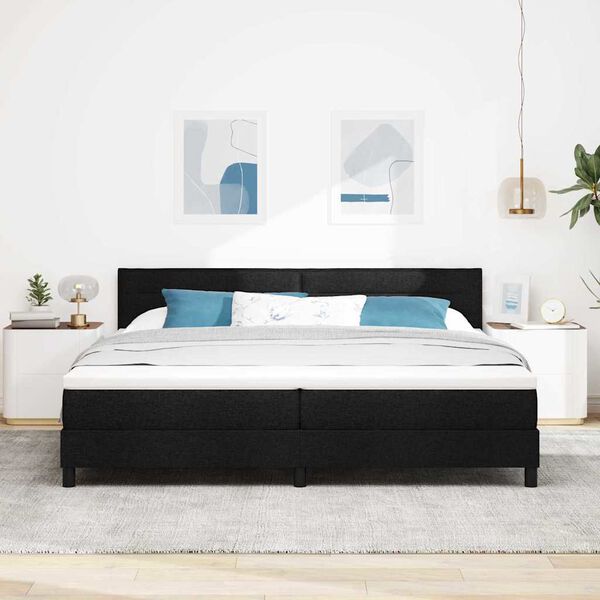 vidaXL Lit &agrave; ressorts avec matelas avec LED Noir 200 x 200 cm tissu