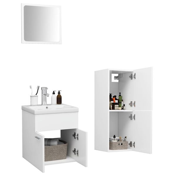 vidaXL Ensemble de meubles de salle de bain Blanc Agglom&eacute;r&eacute;