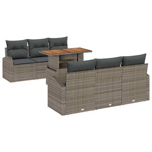 vidaXL Ensemble de canap&eacute; de jardin 7 pc Gris Poly rotin