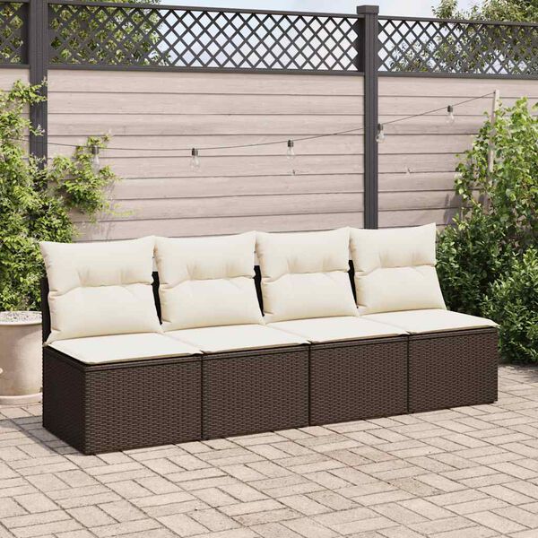 vidaXL Salon de jardin avec coussins 2pcs marron r&eacute;sine tress&eacute;e acacia
