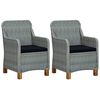 vidaXL Chaises de jardin avec coussins lot de 2 R&eacute;sine tress&eacute;e