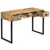 vidaXL Bureau Bois de manguier massif et cuir véritable 117x50x76 cm