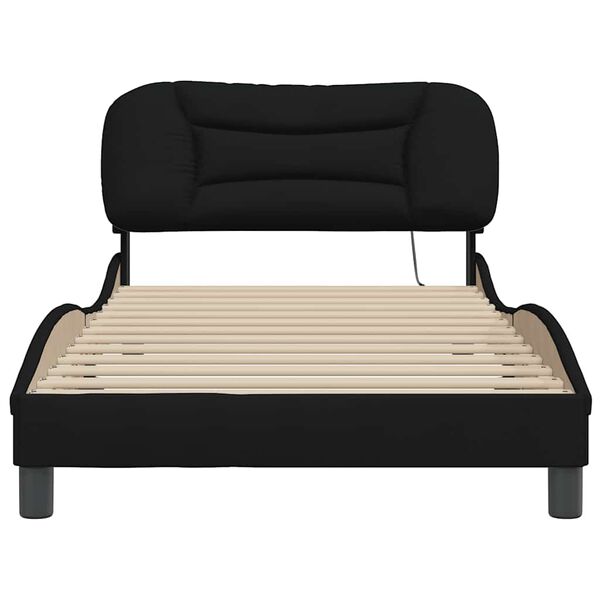 vidaXL Cadre de lit sans matelas Hvar noir 100x200 cm tissu