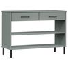 vidaXL Armoire console avec pieds en m&eacute;tal Gris Bois pin massif OSLO