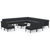 vidaXL Salon de jardin 14 pcs avec coussins R&eacute;sine tress&eacute;e Noir