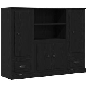 vidaXL Highboard Ch&ecirc;ne noir 132 x 35,5 x 103,5 cm Bois d'ing&eacute;nierie