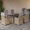 vidaXL Ensemble &agrave; manger de jardin et coussins 7 pcs beige poly rotin