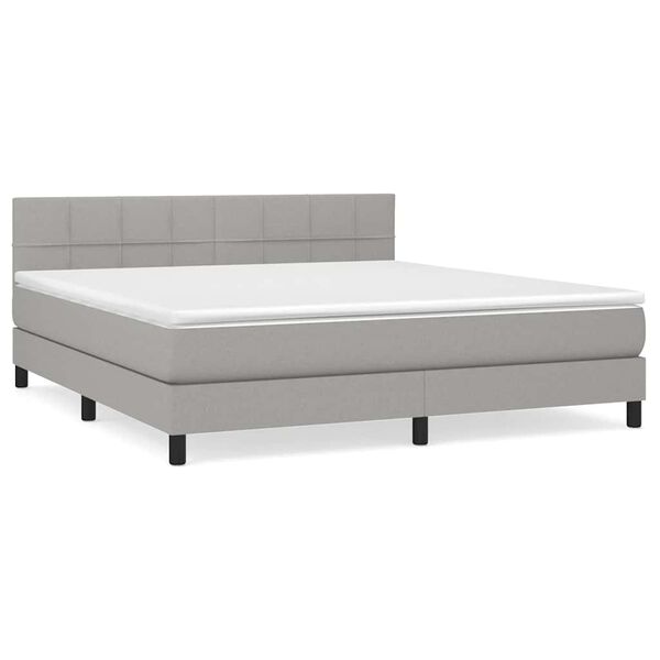 vidaXL Sommier &agrave; lattes de lit avec matelas Gris clair 160x200cm Tissu