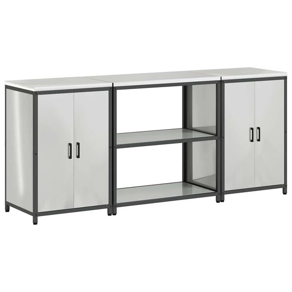 vidaXL Ensemble de rangement cuisine 3 pcs Argent&eacute; Acier galvanis&eacute;