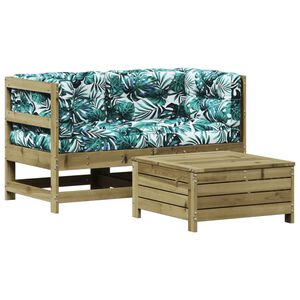 vidaXL Salon de jardin 3 pcs avec coussins bois de pin impr&eacute;gn&eacute;