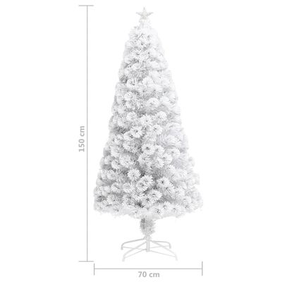 vidaXL Sapin de Noël artificiel avec LED Blanc 150 cm Fibre optique