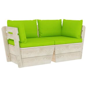 vidaXL Canap&eacute; palette &agrave; 2 places de jardin avec coussins Bois d'&eacute;pic&eacute;a