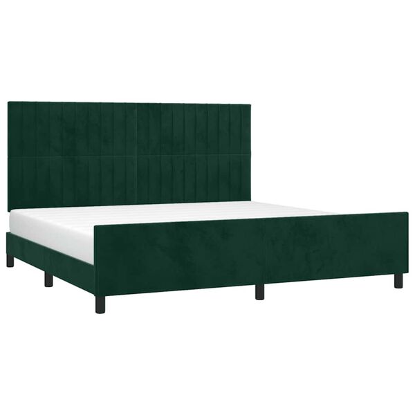 vidaXL Cadre de lit sans matelas vert fonc&eacute; 200x200 cm velours