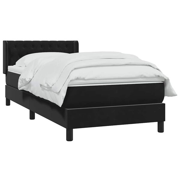 vidaXL Sommier &agrave; lattes de lit avec matelas noir 100x210 cm velours