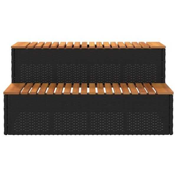 VidaXL Marche bain &agrave; remous noir 100x50x50,5cm polyrotin acacia massif