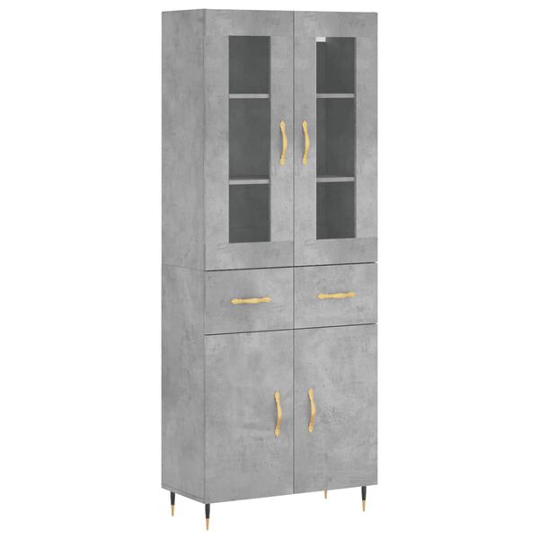 vidaXL Buffet haut Gris b&eacute;ton 69,5x34x180 cm Bois d'ing&eacute;nierie