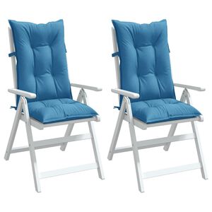 vidaXL Coussins de chaise &agrave; dossier haut lot de 2 bleu m&eacute;lang&eacute; tissu
