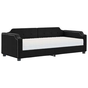 vidaXL Lit de jour avec matelas noir 80x200 cm tissu