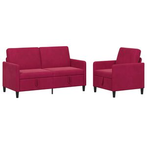 vidaXL Canap&eacute; avec rangement 2 pc Bordeaux Polyester