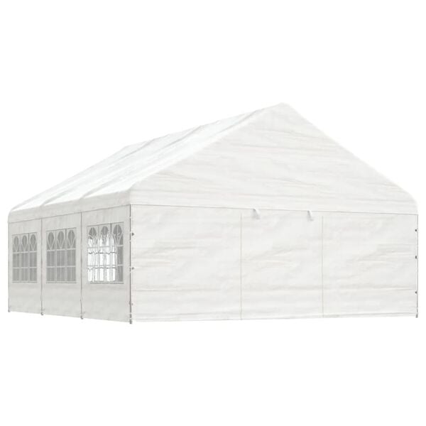 vidaXL Belv&eacute;d&egrave;re avec toit blanc 6,69x5,88x3,75 m poly&eacute;thyl&egrave;ne