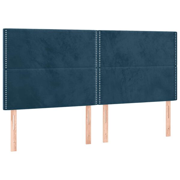 vidaXL T&ecirc;te de lit &agrave; LED Bleu fonc&eacute; 180x5x118/128 cm Velours