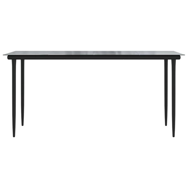 vidaXL Table à dîner de jardin Noir 160x80x74 cm Acier et verre trempé
