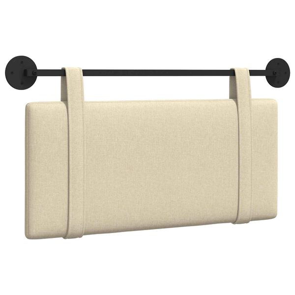 vidaXL T&ecirc;te de lit suspendue Montage mural Cr&egrave;me 90 x 55 x 5 cm tissu