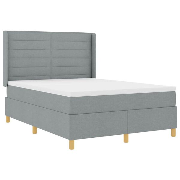 vidaXL Lit &agrave; ressorts avec matelas Gris clair 160 x 200 cm tissu