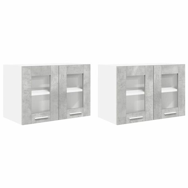 vidaXL Armoire suspendue avec porte 2 pcs Gris b&eacute;ton 60 x 31 x 40 cm