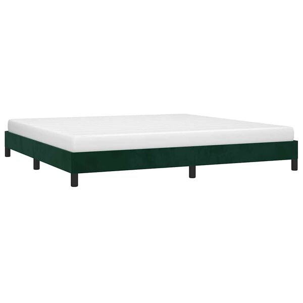 vidaXL Cadre de lit sans matelas vert fonc&eacute; 200x200 cm velours