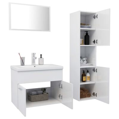vidaXL Ensemble de meubles de salle de bain Blanc brillant