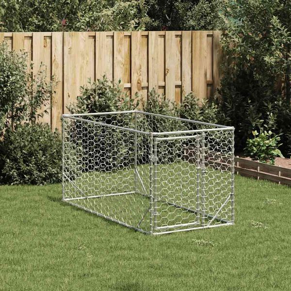 vidaXL Niche d'ext&eacute;rieur pour chien avec porte, 2 x 1 x 1 m, acier galvanis&eacute;