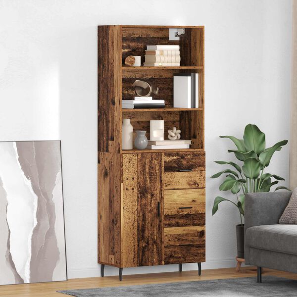 vidaXL Haut Armoire avec tiroir 2 pcs Bois Ancien Bois d'ing&eacute;nierie
