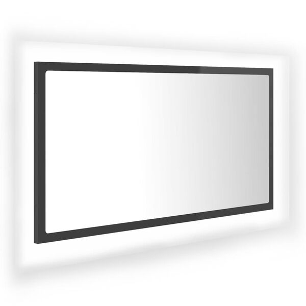 vidaXL Miroir LED de salle de bain Gris brillant 80x8,5x37cm Acrylique