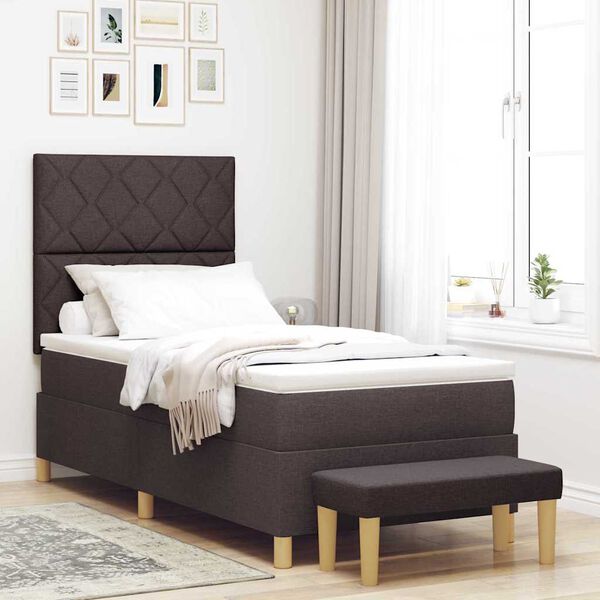 vidaXL Lit &agrave; ressorts avec matelas Marron fonc&eacute; 100 x 200 cm tissu