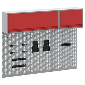 vidaXL Ensemble d'armoires &agrave; outils avec &eacute;tag&egrave;re 5 pi&egrave;ces Rouge
